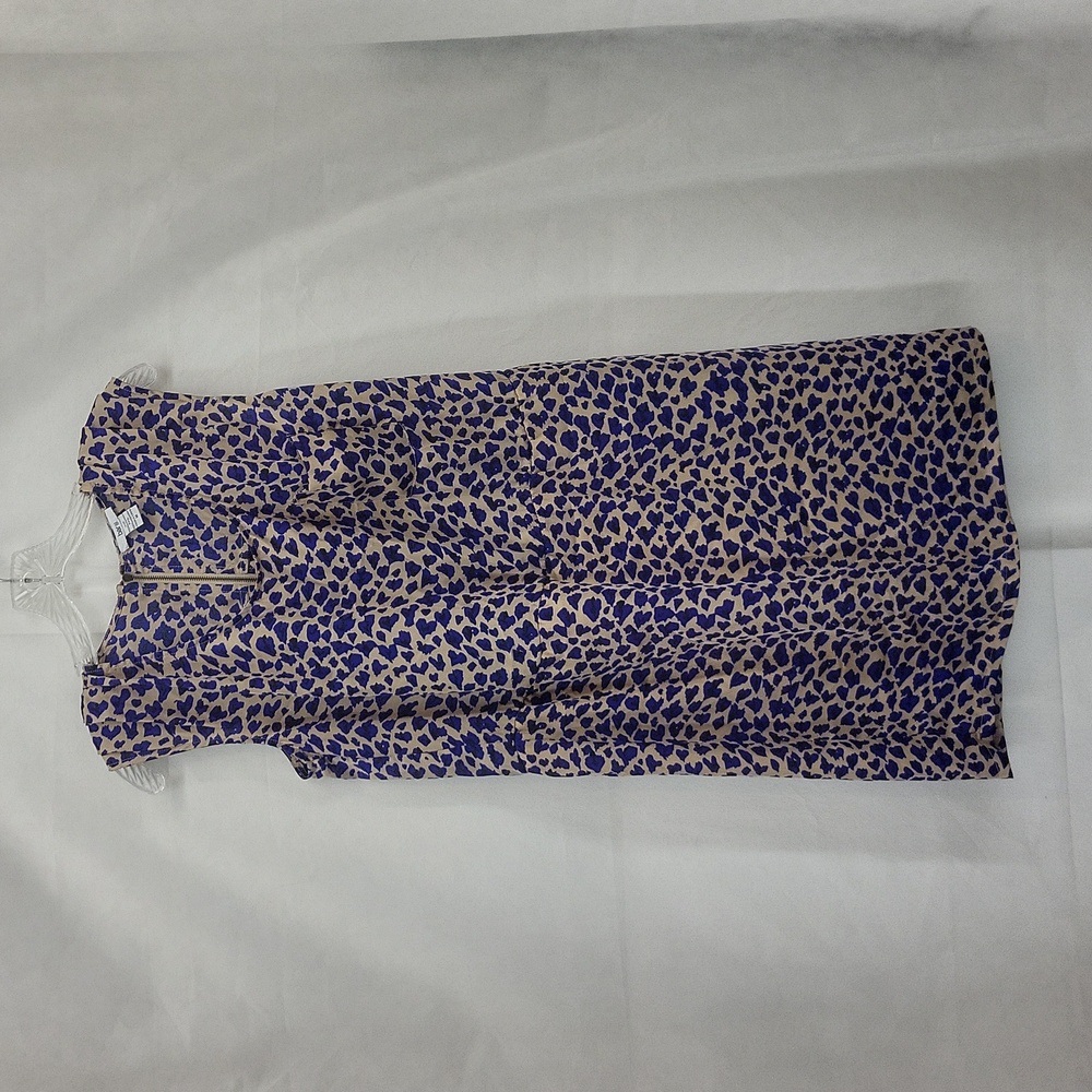 BAR III Blue Beige Black Animal Print Exposed Racer Back Zipper Dress